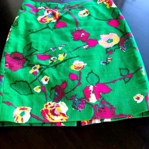 JCrew Floral Kelly Green Floral Pencil Skirt